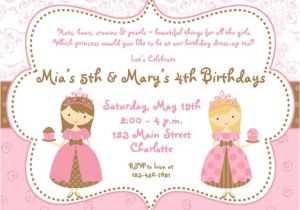 Princess Tea Party Invitation Wording Princess Tea Party Birthday Invitations
