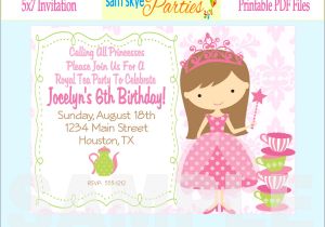 Princess Tea Party Invitation Wording Printable Birthday Invitations for Kids