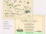 Print Map for Wedding Invitations Cute Map Postcard Invitation Save the Date Info Card