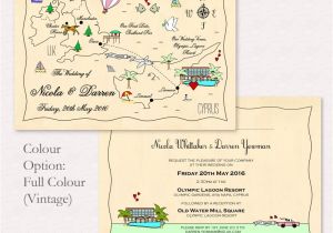 Print Map for Wedding Invitations Cute Map Postcard Invitation Save the Date Info Card