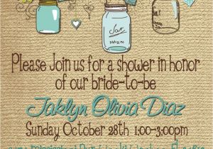 Print Your Own Bridal Shower Invitations Bridal Shower Baby Shower Mason Jar Burlap Invitation