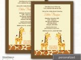 Print Yourself Baby Shower Invitations Giraffe Jungle Neutral Twin Boy Baby Shower Invitation