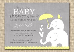 Printable Baby Shower Invitations Elephant theme Baby Shower Invitation Elephant Yellow and Grey Printable