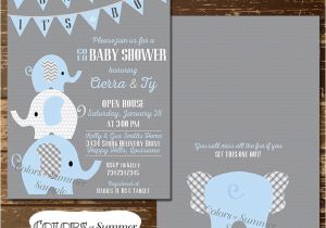 Printable Baby Shower Invitations Elephant theme Elephant Baby Shower Invitation Co Ed Baby Shower Invitation