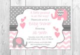 Printable Baby Shower Invitations Elephant theme Pink and Grey Elephant Baby Shower Invitation It S A Girl