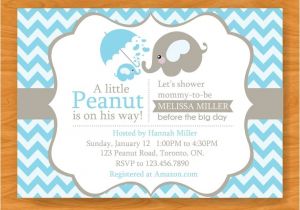 Printable Baby Shower Invitations Elephant theme Printable Baby Shower Invitation A Little Peanut is