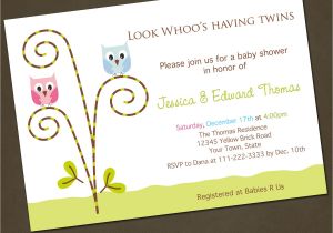 Printable Baby Shower Invitations Twins Owl Twins Baby Shower Invitations You Print