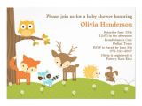 Printable Baby Shower Invitations Woodland Animals Cute Woodland Animal Invitations 5" X 7" Invitation Card