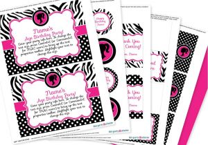 Printable Birthday Invitation Kits Glamour Girl Party Invitation Decorations Kit Printable