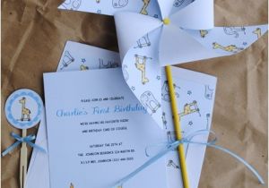 Printable Birthday Invitation Kits Printable 1st Birthday Invitations Elephant and Giraffe