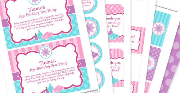 Printable Birthday Invitation Kits Spa Party Invitation Decorations Kit Printable Birthday