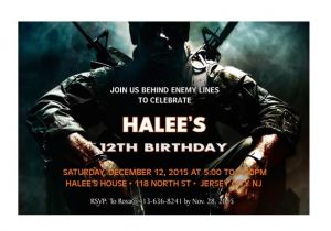 Printable Call Of Duty Birthday Invitations Call Of Duty Black Ops Personalized Birthday Party Invitations