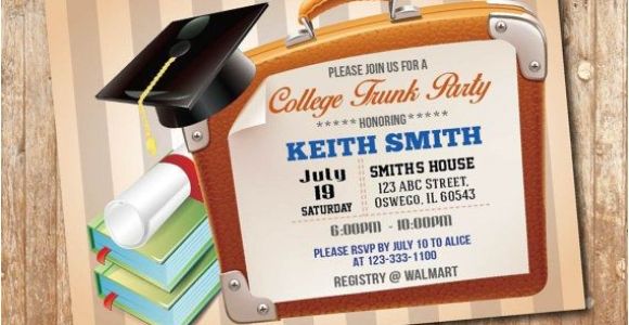 Printable College Trunk Party Invitations Trunk Party Invitation Graduation Party Gp004 by
