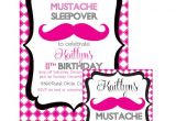 Printable Mustache Birthday Invitations Mustache Sleepover Birthday Bash Printable Party