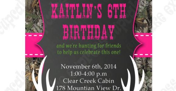 Printable Pink Camo Birthday Invitations Camo Girl Printable Invitation Hunting Realtree Diy