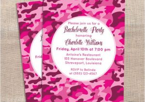 Printable Pink Camo Birthday Invitations Printable Bachelorette Party Invitation Pink Camo by Ladyannes
