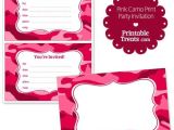 Printable Pink Camo Birthday Invitations Printable Pink Camo Invitations From Printabletreats