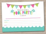 Printable Pool Party Invitations Girls Pool Party Printable Invitation Fill by