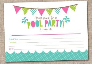 Printable Pool Party Invitations Girls Pool Party Printable Invitation Fill by