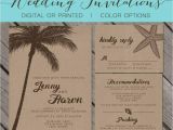 Printable Seashell Wedding Invitations Beach Kraft Paper Wedding Invitation Palm Trees island