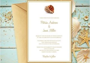 Printable Seashell Wedding Invitations Beach Wedding Invitation Template Seashell songs