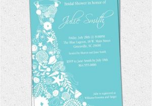 Printable Seashell Wedding Invitations Printable Bridal Shower Invitation Floral Seashell Dress
