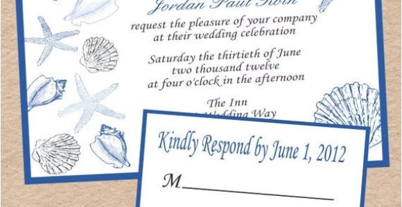 Printable Seashell Wedding Invitations Seashell Wedding Invitation and Response Card by