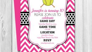 Printable softball Birthday Invitations softball Birthday Party Invitation Pink and Black