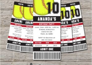 Printable softball Birthday Invitations softball Ticket Birthday Invitation Printable Diy by