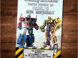 Printable Transformer Birthday Invitations Transformers Birthday Invitation Card Bumble Bee Optimus