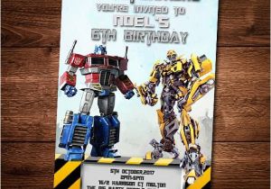 Printable Transformer Birthday Invitations Transformers Birthday Invitation Card Bumble Bee Optimus