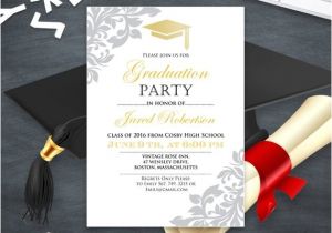 Printing Graduation Invitations at Home Graduation Invitation Printable Gold College Graduation Party