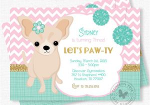Puppy Birthday Party Invites Puppy Party Invitation Dog Birthday Invitation Chihuahua