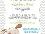 Puppy Dog Baby Shower Invitations Chevron & Puppy or Dog theme Baby Shower Invitation or