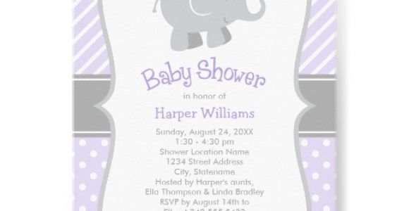 Purple and Gray Elephant Baby Shower Invitations Elephant Baby Shower Invitations