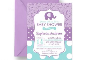 Purple and Gray Elephant Baby Shower Invitations Purple Elephant Baby Shower Invitation Girls Charming
