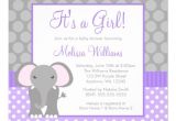 Purple and Gray Elephant Baby Shower Invitations Purple Gray Elephant Polka Dot Girl Baby Shower