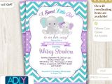 Purple and Gray Elephant Baby Shower Invitations Purple Teal Grey Girl Elephant and Mommy Baby Shower Invi