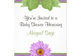 Purple and Green Baby Shower Invitations Green & Purple Flower & Bow Baby Shower Invitation 5" X 7