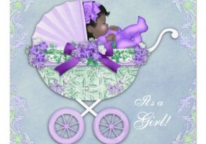 Purple and Green Baby Shower Invitations Purple and Green African American Baby Girl Shower 5 25