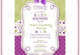 Purple and Green Baby Shower Invitations Purple Baby Shower Invitations