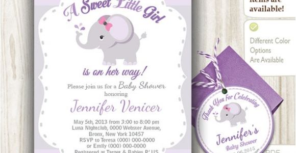 Purple and Grey Baby Shower Invitations Grey Purple Elephant Invitation Baby Shower Printable Diy for