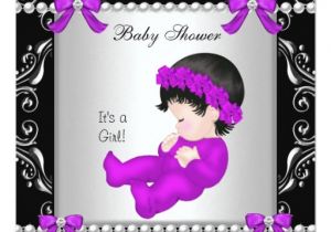 Purple and Silver Baby Shower Invitations Baby Shower Baby Cute Girl Magenta Purple Silver
