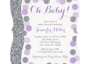 Purple and Silver Baby Shower Invitations Purple & Silver Dot Baby Shower Invitations