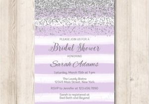 Purple and Silver Bridal Shower Invitations Lavender Purple and Silver Bridal Shower Invitation Modern