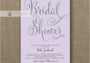Purple and Silver Bridal Shower Invitations Lilac & Silver Glitter Bridal Shower Invitation Pastel