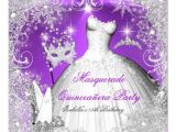 Purple and Silver Quinceanera Invitations Masquerade Quinceanera Purple Silver Snowflakes Invitation