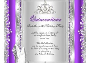 Purple and Silver Quinceanera Invitations Quinceanera 15th Birthday Purple Silver Shoes Invitation