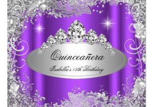 Purple and Silver Quinceanera Invitations Quinceanera Party Purple Silver Tiara 5 25 Quot Square