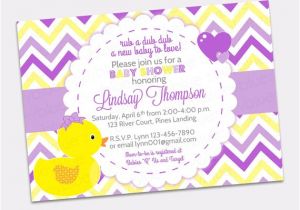 Purple and Yellow Baby Shower Invitations Girl Rubber Ducky Baby Shower Invitation Girl Bow